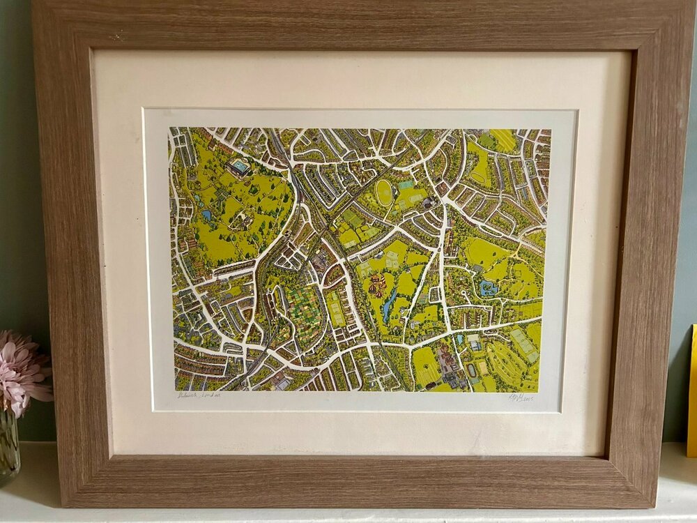 Unique framed illustrated map of Dulwich Village - SFS now £15 - For ...